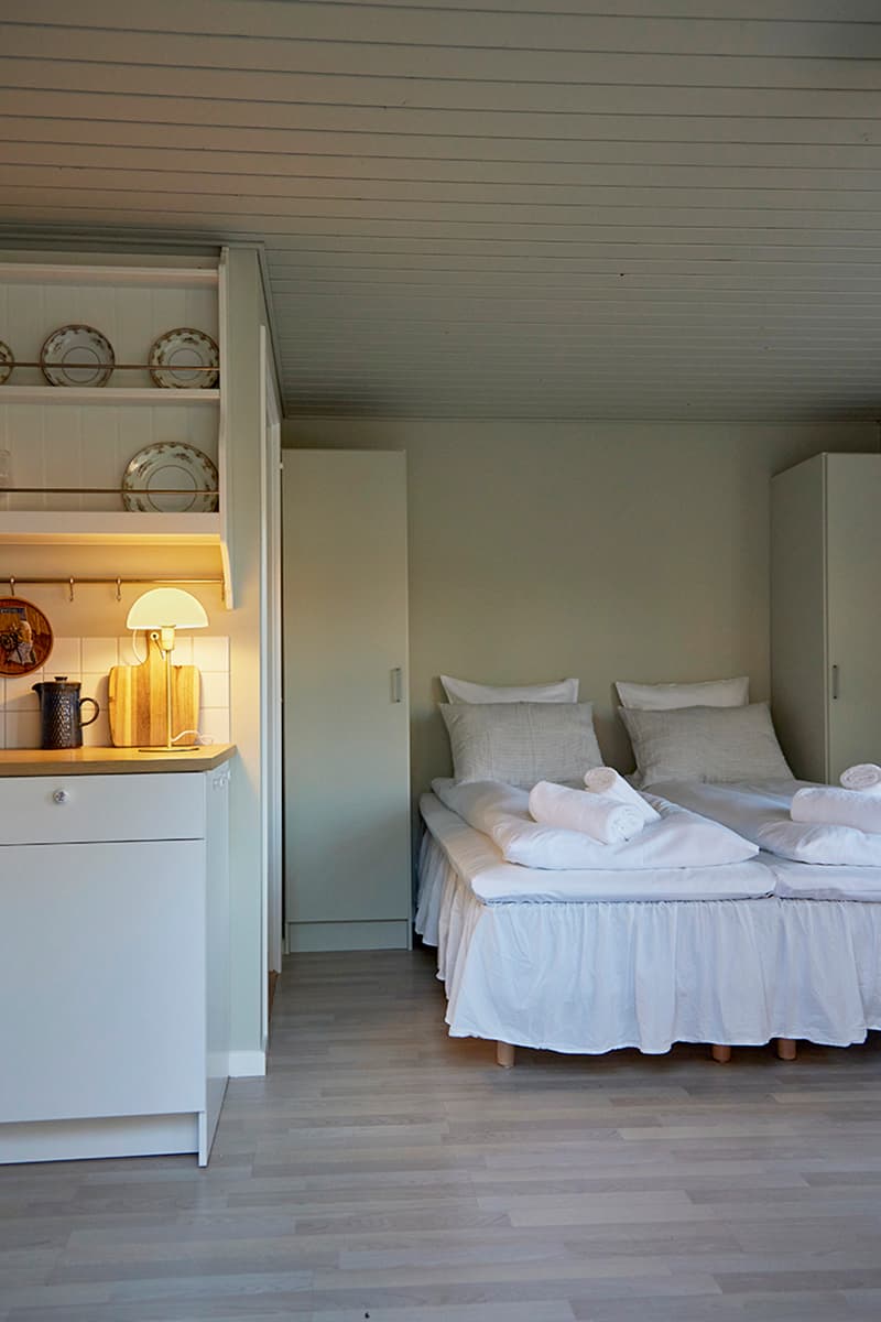 Lejlighed til Bornholm overnatning med hund med plads, seng skabe badeværelse og kitchenette